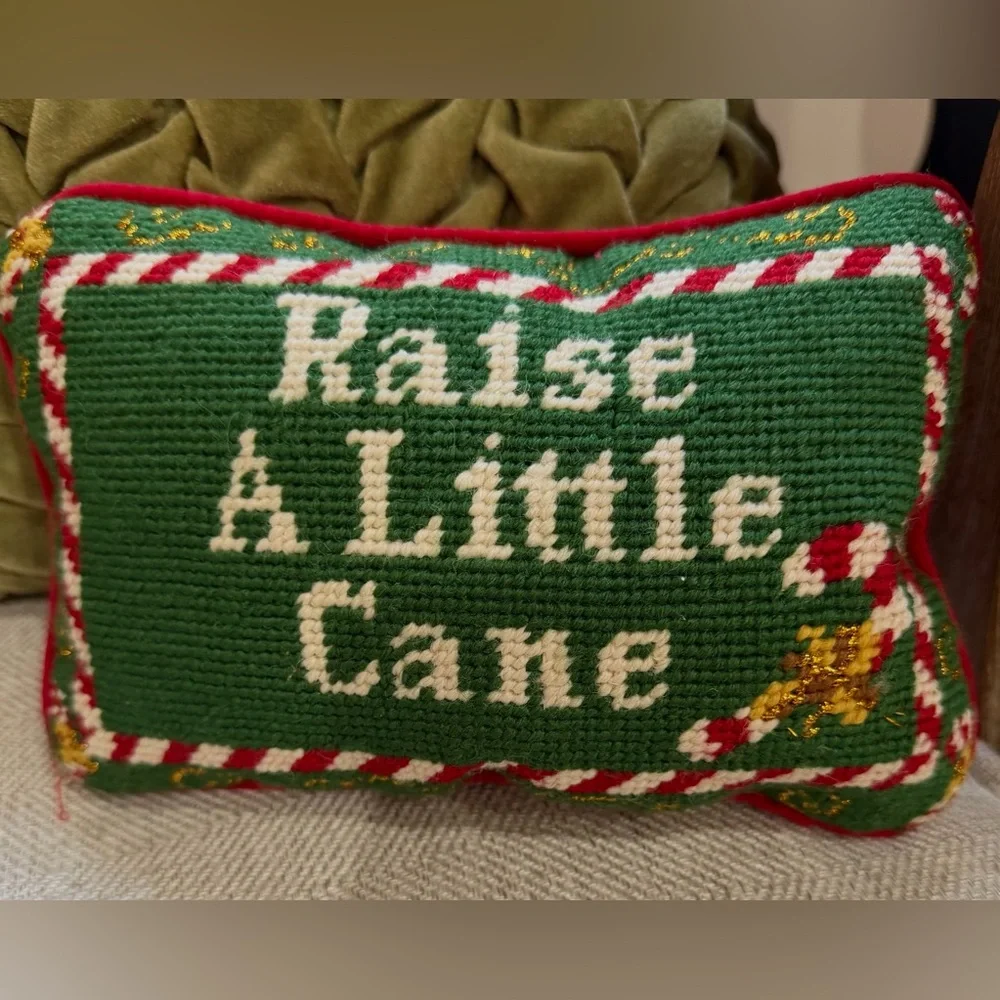 Lands End Festive Green and Red Holiday Pillow